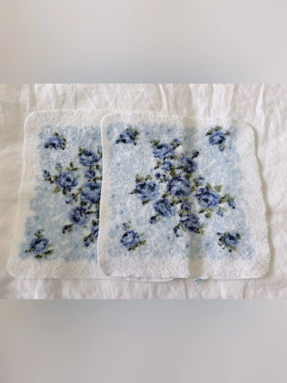 Cannon | Set Of 6 | Vintage Blue Roses 2 Bath & 2 Hand Towels | 2 Wash Clothes